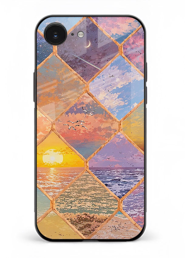 Sunset Tile Mosaic artistic mosaic pattern iphone 16e glass back cover