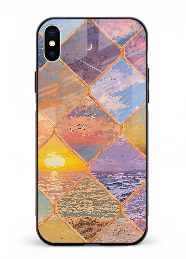 Sunset Tile Mosaic artistic mosaic pattern iphone xs max glass back cover