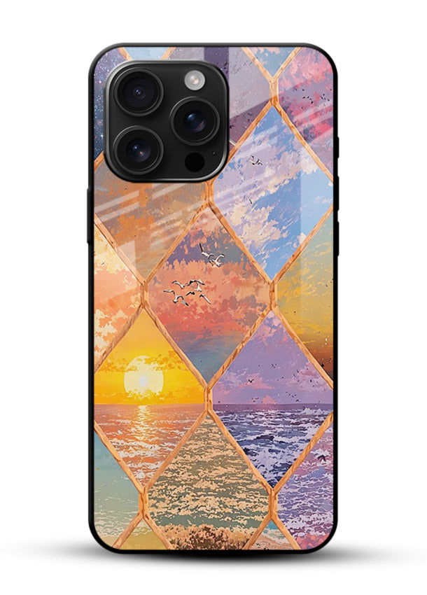 Sunset Tile Mosaic artistic mosaic pattern glossy vibrant premium glass back cover - Angle Front