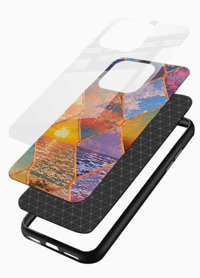 Sunset Tile Mosaic artistic mosaic pattern glossy vibrant premium glass back cover - Angle Layers