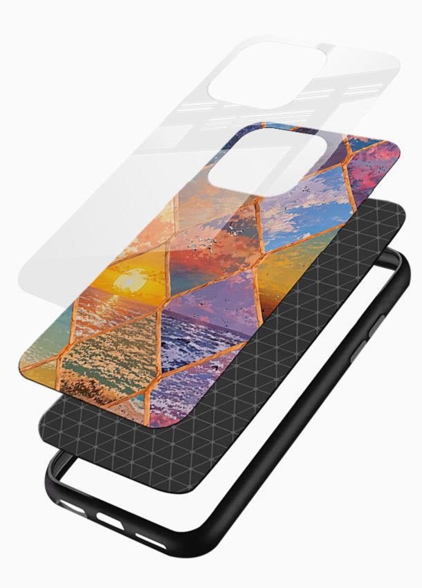 Sunset Tile Mosaic artistic mosaic pattern glossy vibrant premium glass back cover - Angle Layers