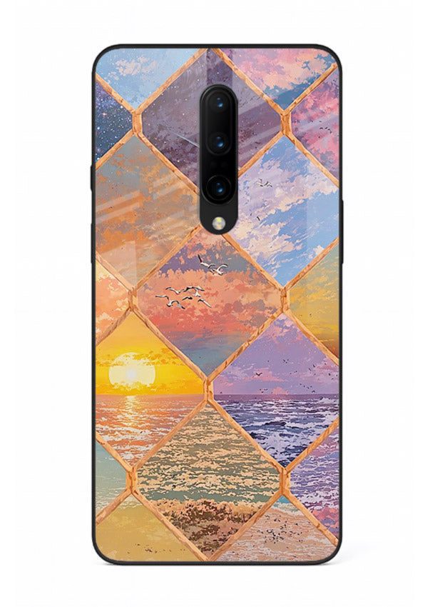 Sunset Tile Mosaic artistic mosaic pattern OnePlus 8 glass back cover