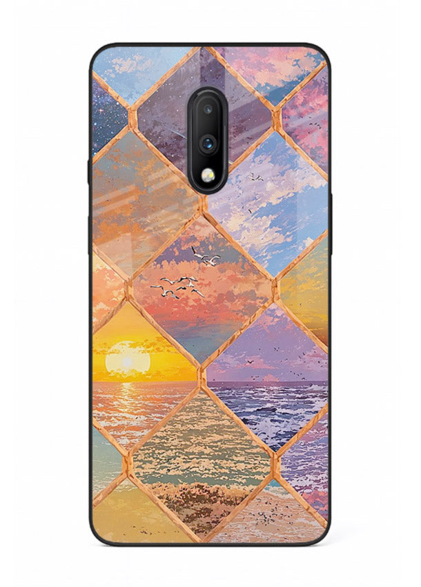 Sunset Tile Mosaic artistic mosaic pattern OnePlus 7 glass back cover