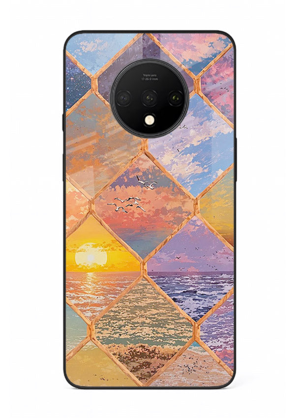 Sunset Tile Mosaic artistic mosaic pattern OnePlus 7T glass back cover