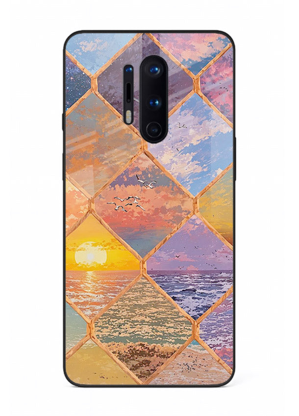 Sunset Tile Mosaic artistic mosaic pattern OnePlus 8 Pro glass back cover