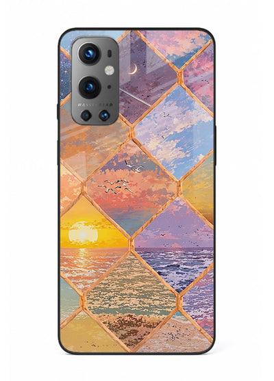 Sunset Tile Mosaic artistic mosaic pattern OnePlus 9 glass back cover