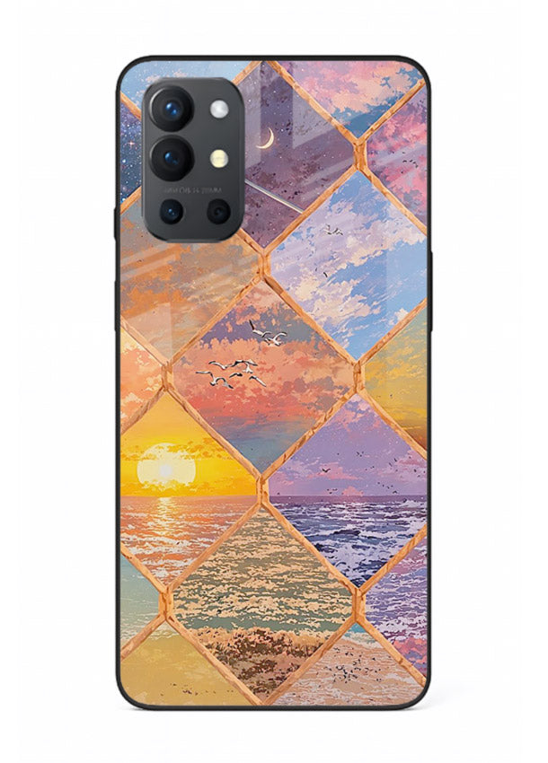 Sunset Tile Mosaic artistic mosaic pattern OnePlus 9R glass back cover