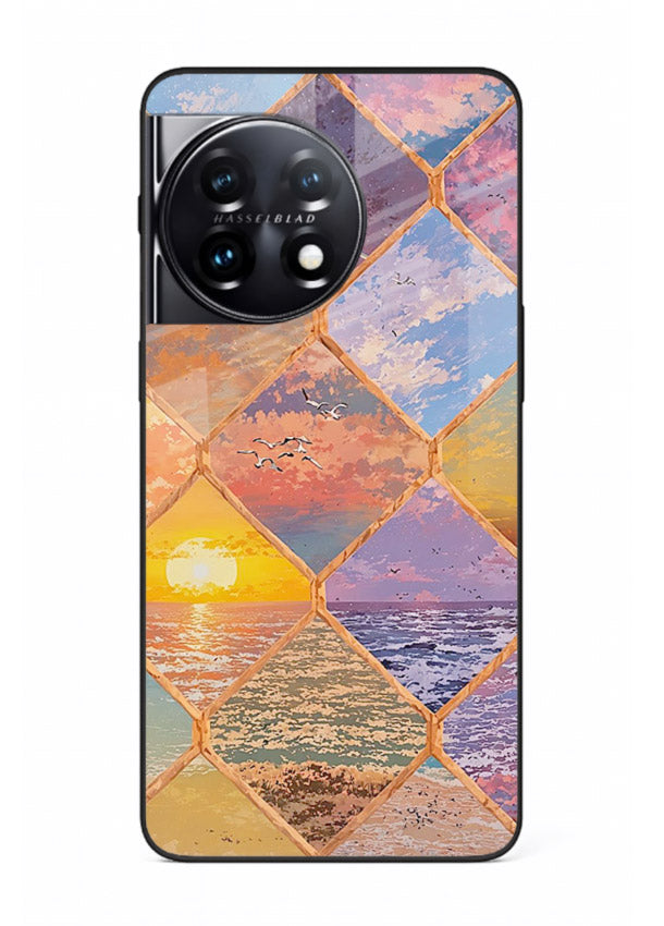 Sunset Tile Mosaic artistic mosaic pattern OnePlus 11R glass back cover