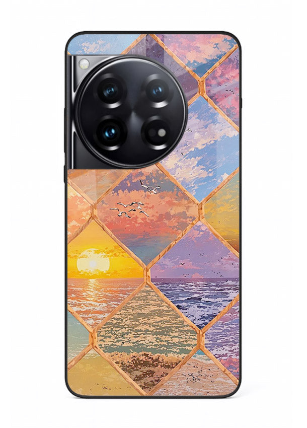 Sunset Tile Mosaic artistic mosaic pattern OnePlus 12 glass back cover
