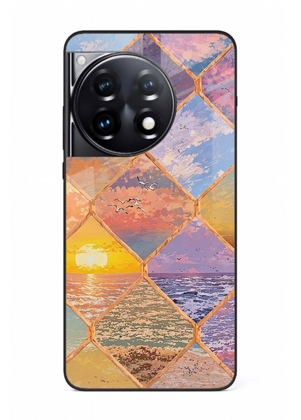 Sunset Tile Mosaic artistic mosaic pattern OnePlus 12R glass back cover