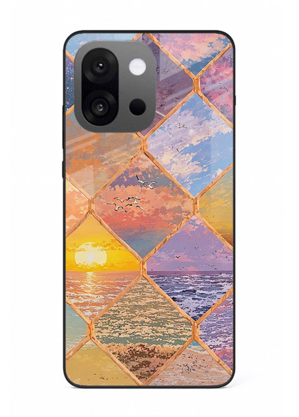 Sunset Tile Mosaic artistic mosaic pattern OnePlus 13s glass back cover