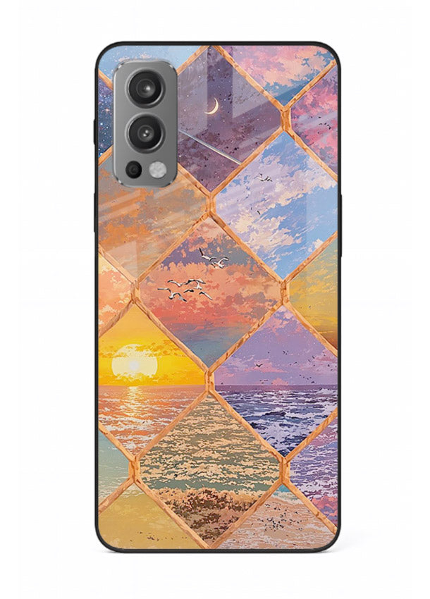Sunset Tile Mosaic artistic mosaic pattern OnePlus Nord 2 glass back cover