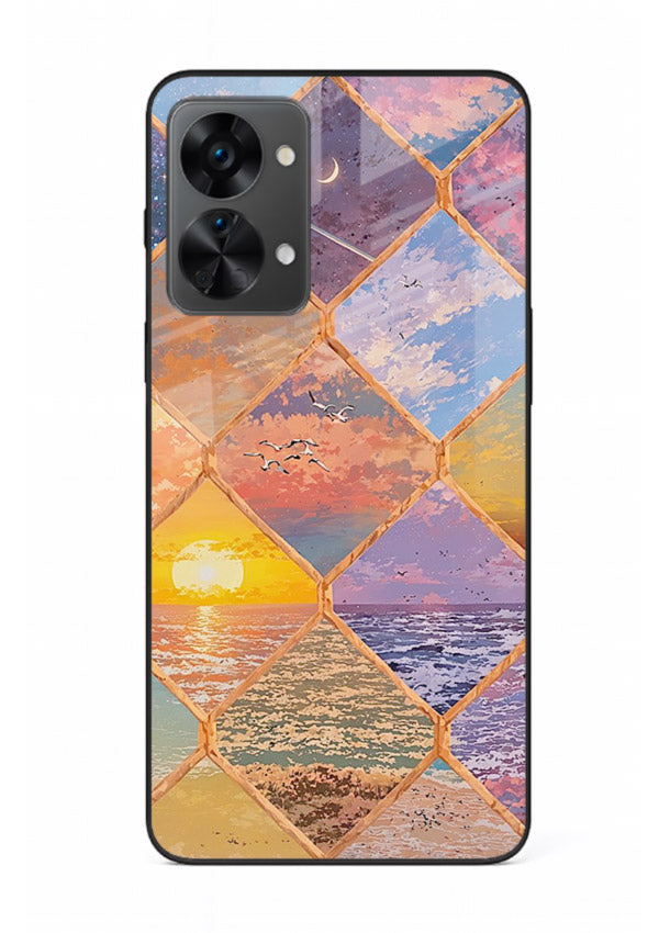Sunset Tile Mosaic artistic mosaic pattern OnePlus Nord 2T glass back cover