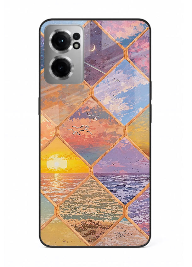 Sunset Tile Mosaic artistic mosaic pattern OnePlus Nord CE2 5G glass back cover