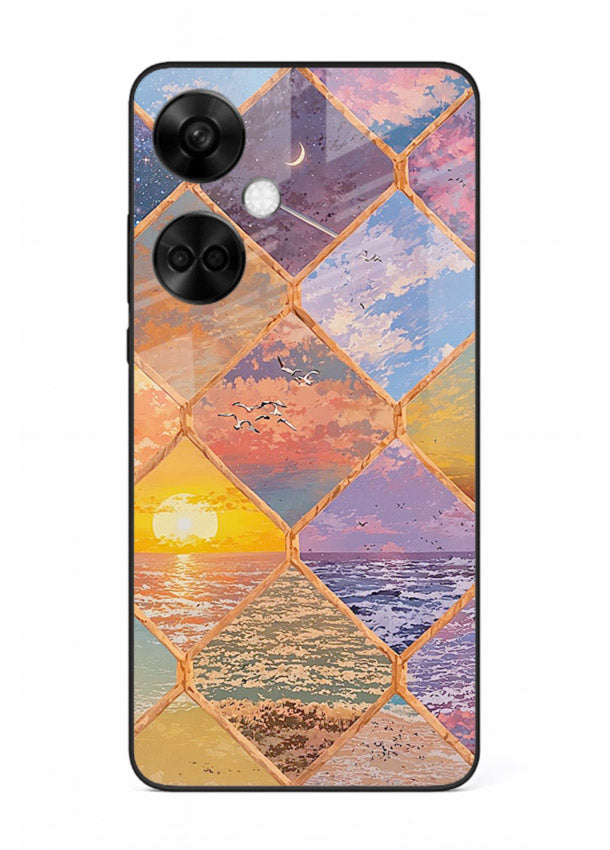 Sunset Tile Mosaic artistic mosaic pattern OnePlus Nord CE3 glass back cover