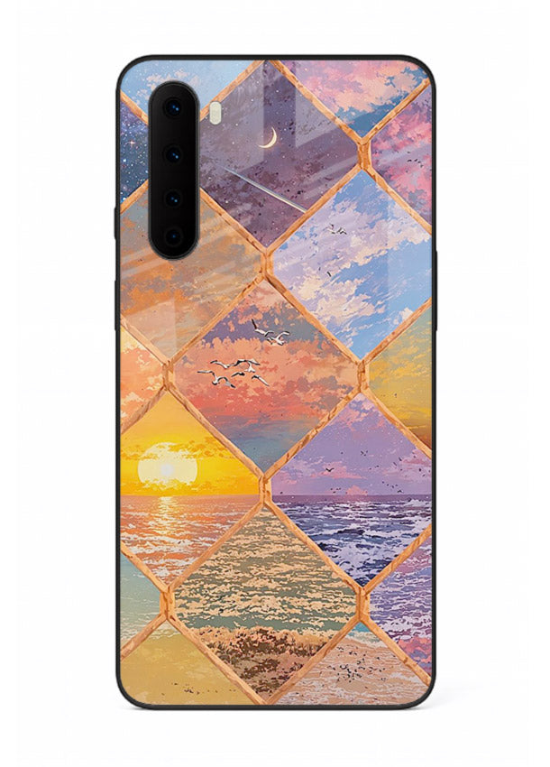 Sunset Tile Mosaic artistic mosaic pattern OnePlus Nord glass back cover