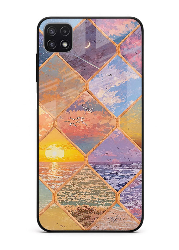 Sunset Tile Mosaic artistic mosaic pattern Samsung A22 5G glass back cover