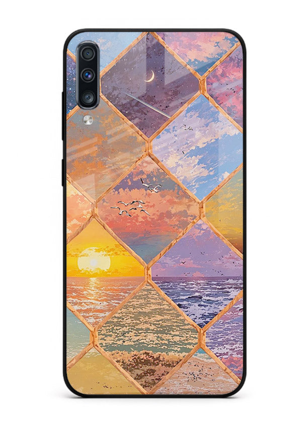 Sunset Tile Mosaic artistic mosaic pattern Samsung A70 glass back cover