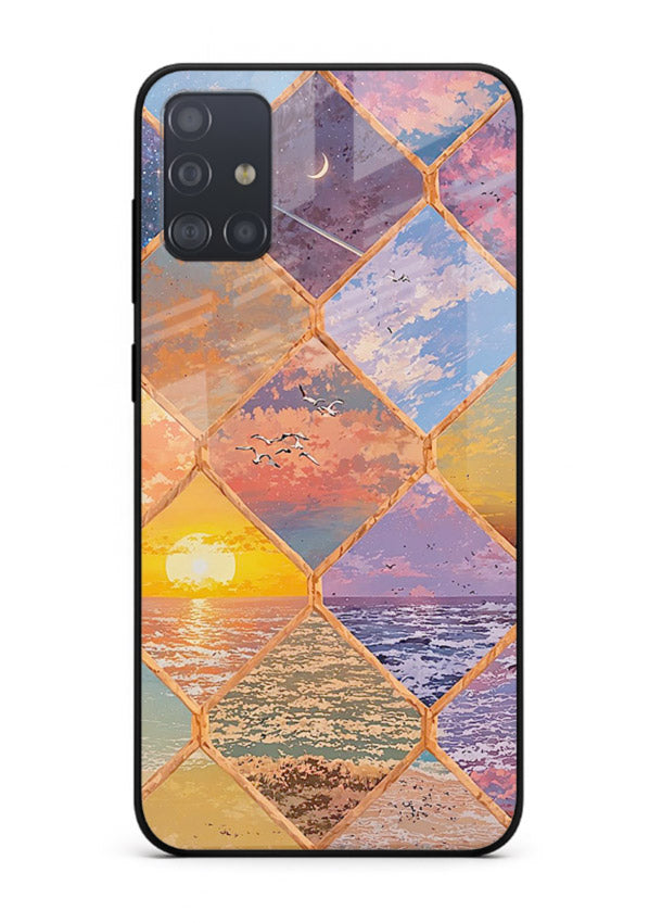 Sunset Tile Mosaic artistic mosaic pattern Samsung A51 glass back cover