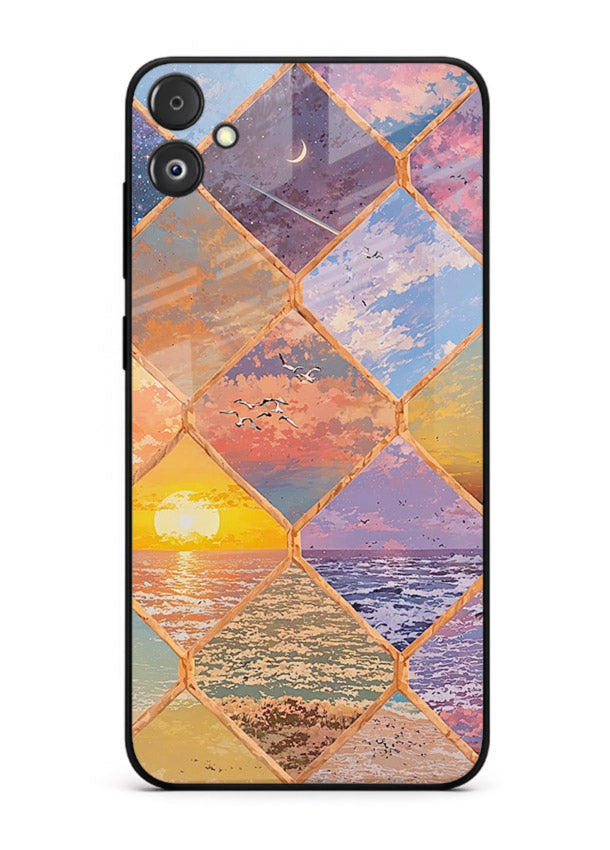 Sunset Tile Mosaic artistic mosaic pattern Samsung F04 5G glass back cover