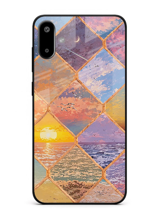 Sunset Tile Mosaic artistic mosaic pattern Samsung F06 5G glass back cover