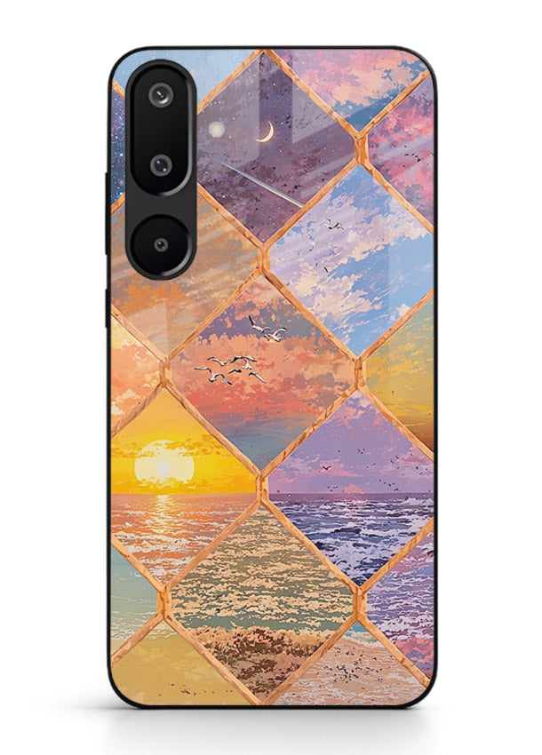 Sunset Tile Mosaic artistic mosaic pattern Samsung F16 5G glass back cover