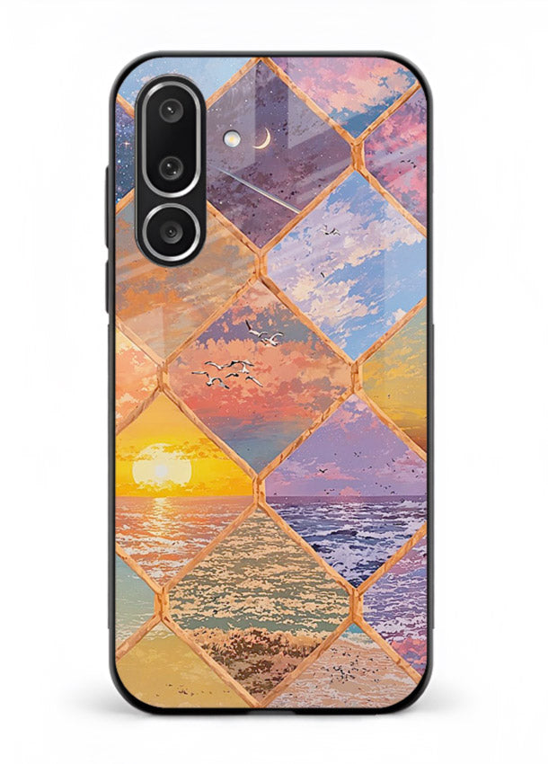 Sunset Tile Mosaic artistic mosaic pattern Samsung M36 5G glass back cover