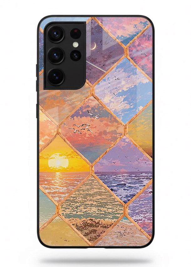 Sunset Tile Mosaic artistic mosaic pattern Samsung S21 Ultra glass back cover