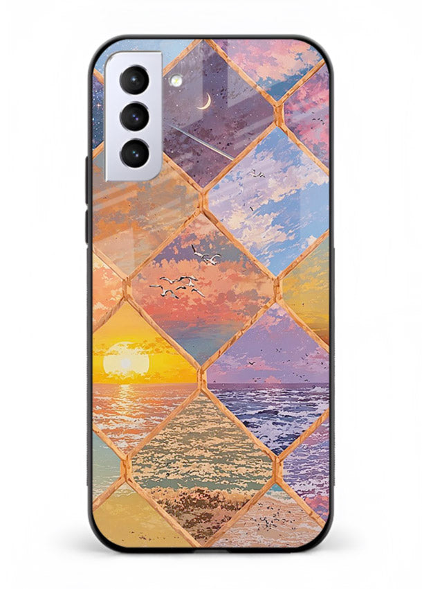 Sunset Tile Mosaic artistic mosaic pattern Samsung S21 FE glass back cover