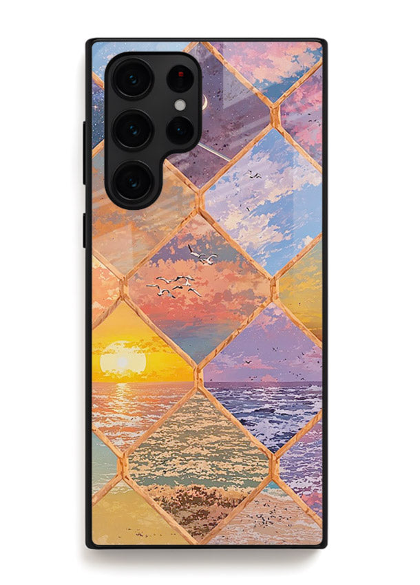 Sunset Tile Mosaic artistic mosaic pattern Samsung S25 Ultra glass back cover