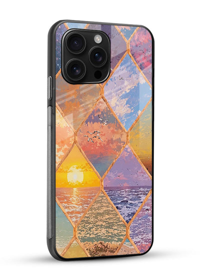 Sunset Tile Mosaic artistic mosaic pattern glossy vibrant premium glass back cover - Angle Side