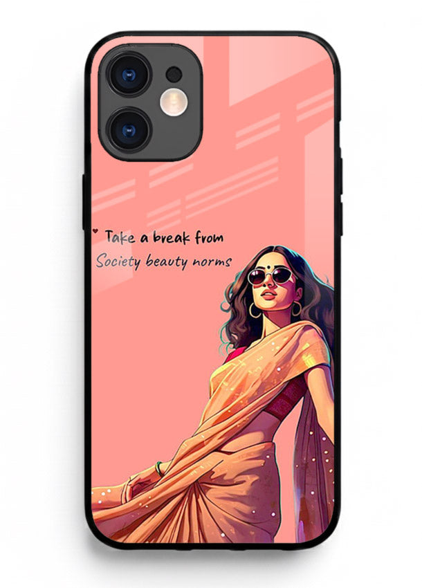 Sunshine Saree Woman aesthetic Indian artwork iphone 12 glass back cover