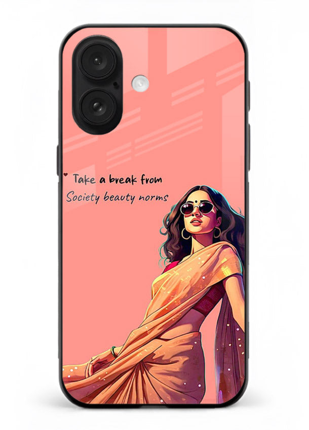 Sunshine Saree Woman aesthetic Indian artwork iphone 16 plus glass back cover