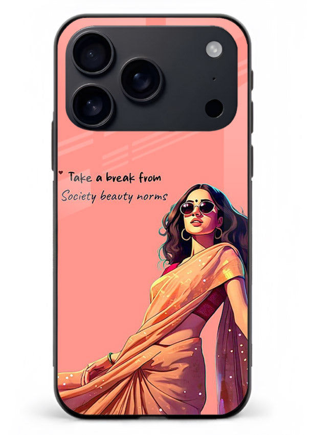 Sunshine Saree Woman aesthetic Indian artwork iphone 18 pro max glass back cover