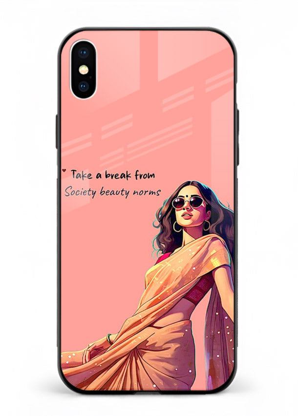 Sunshine Saree Woman aesthetic Indian artwork iphone xs max glass back cover
