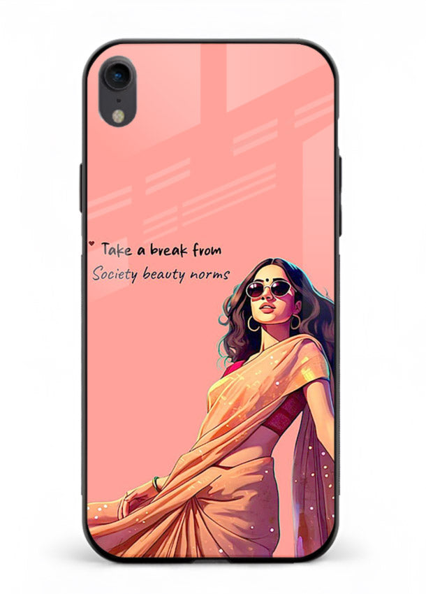 Sunshine Saree Woman aesthetic Indian artwork iphone xr glass back cover