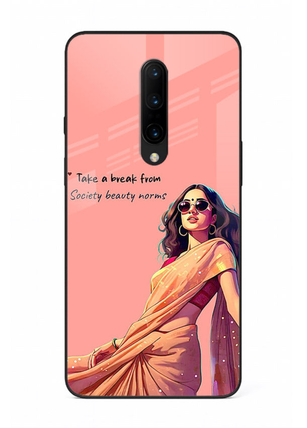 Sunshine Saree Woman aesthetic Indian artwork OnePlus 8 glass back cover
