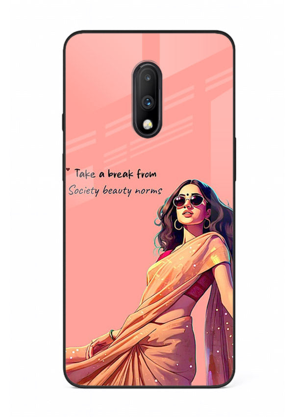 Sunshine Saree Woman aesthetic Indian artwork OnePlus 7 glass back cover