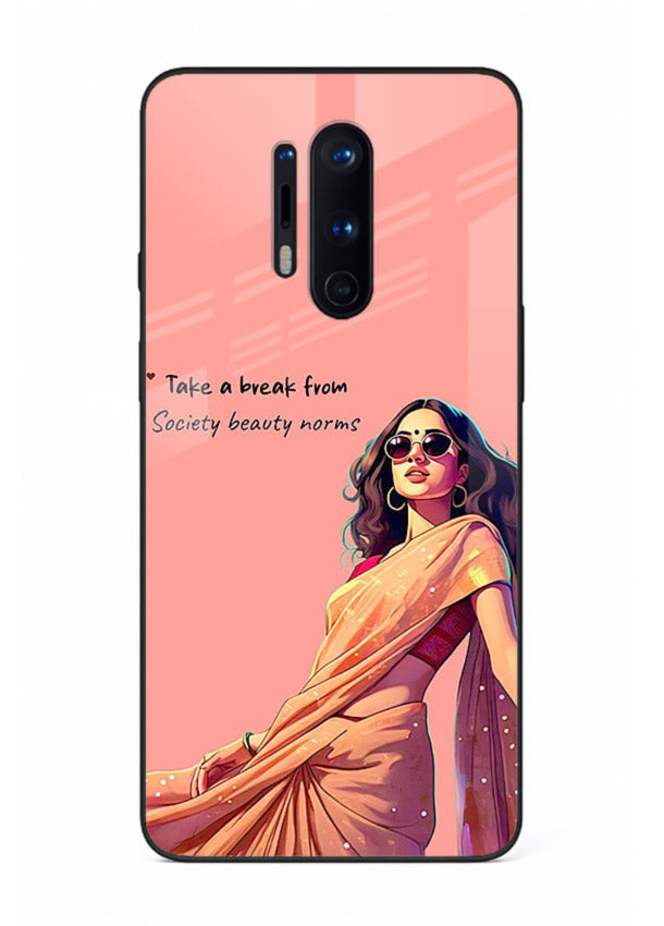 Sunshine Saree Woman aesthetic Indian artwork OnePlus 8 Pro glass back cover