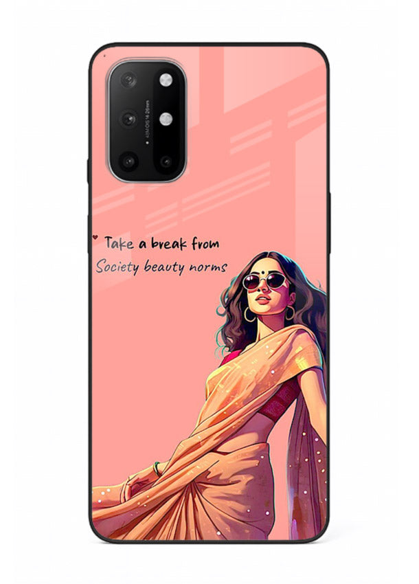 Sunshine Saree Woman aesthetic Indian artwork OnePlus 8T glass back cover