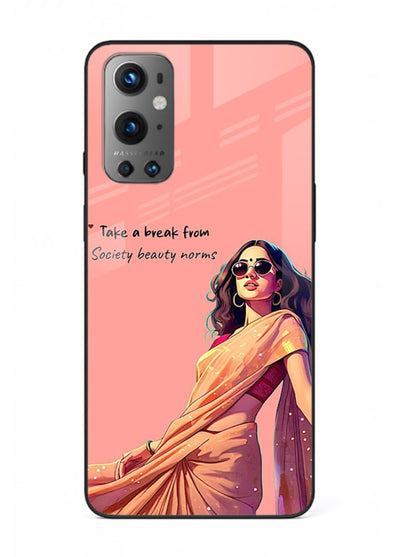 Sunshine Saree Woman aesthetic Indian artwork OnePlus 9 glass back cover