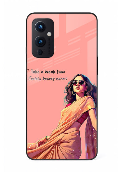 Sunshine Saree Woman aesthetic Indian artwork OnePlus 9 Pro glass back cover