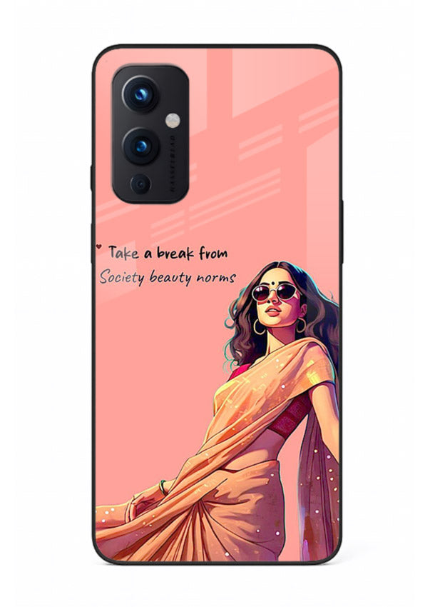 Sunshine Saree Woman aesthetic Indian artwork OnePlus 9 Pro glass back cover