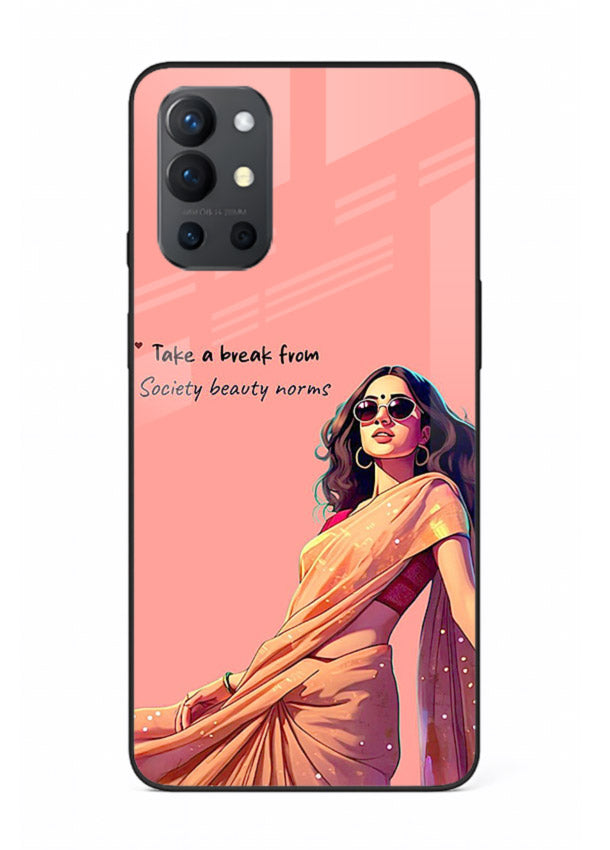 Sunshine Saree Woman aesthetic Indian artwork OnePlus 9R glass back cover