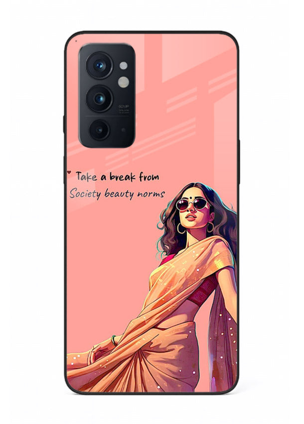 Sunshine Saree Woman aesthetic Indian artwork OnePlus 9RT glass back cover