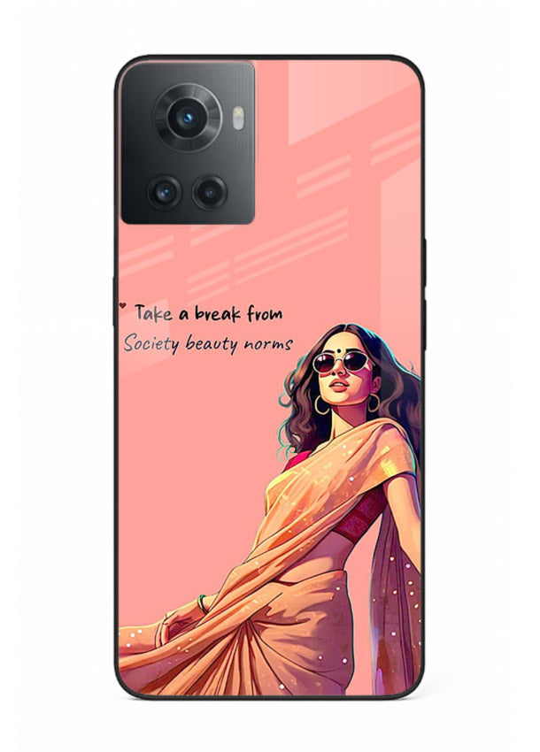 Sunshine Saree Woman aesthetic Indian artwork OnePlus 10R glass back cover
