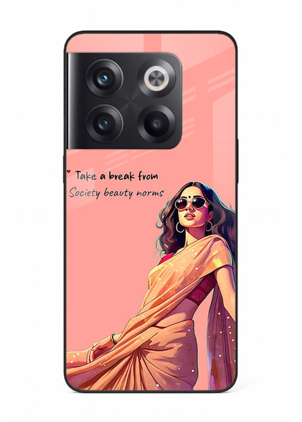 Sunshine Saree Woman aesthetic Indian artwork OnePlus 10T glass back cover