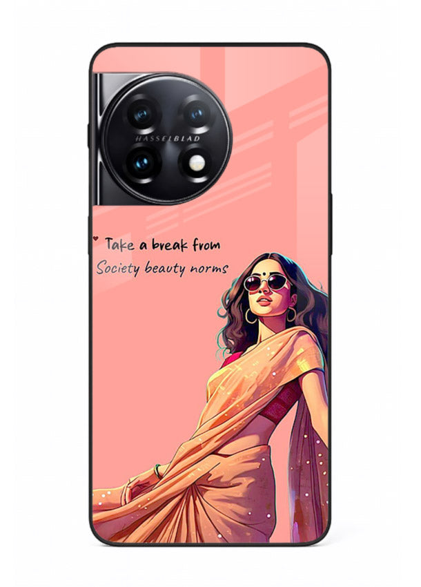 Sunshine Saree Woman aesthetic Indian artwork OnePlus 11 glass back cover