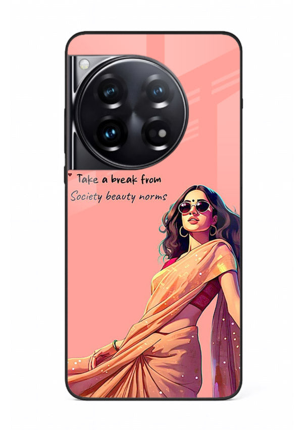 Sunshine Saree Woman aesthetic Indian artwork OnePlus 12 glass back cover