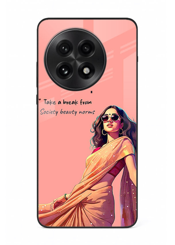 Sunshine Saree Woman aesthetic Indian artwork OnePlus 13R glass back cover